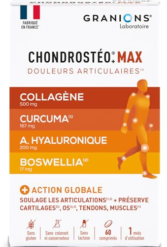 GRANIONS Chondrostéo + Max Douleurs Articulaires - 60 comprimés | Soulage Les Douleurs Articulaires Et Préserve La Mobilité, Formule Vegan Renforcée, Format 1 Mois