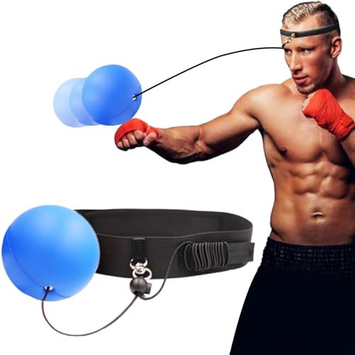 Box-Reflexball, Boxball-Stirnband, Hand-Auge-Koordinationsübung für Erwachsene und Kinder, Box-Reflex-Ausrüstung, 9,5 x 9,5 x 11 cm/3,74 x 3,74 x 4,33 Sparring-Trainingszubehör für Fitness (blau)