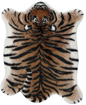 RobustWeg Tierfell-Teppich,KüNstliche Tierteppiche,Teppich Aus Tigerfellimitat,Teppich Imitiert Mit Tigermuster,Fellimitat Waschbar Ultraweicher Flor,FüR Bettvorleger Kaminvorleger Teppich