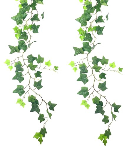 duoyif Plantas Hiedra Artificial 2 Piezas 1,6 Metros Guirnaldas Artificiales De Hiedra, Vides De Hiedra Falsa Realistas, Falsa Enredaderas para Habitación Jardín Fiesta Balcón Oficina (a1 Hiedra)