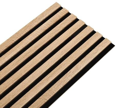 DECOON - Panneau Mural tasseaux Bois Rigide 250 x 30 x 1,4 cm - Décor chêne et Fond Noir - Revêtement décoratif 3D pour Murs intérieurs - Facile à Poser, Effet Relief Moderne - 0,75 m²
