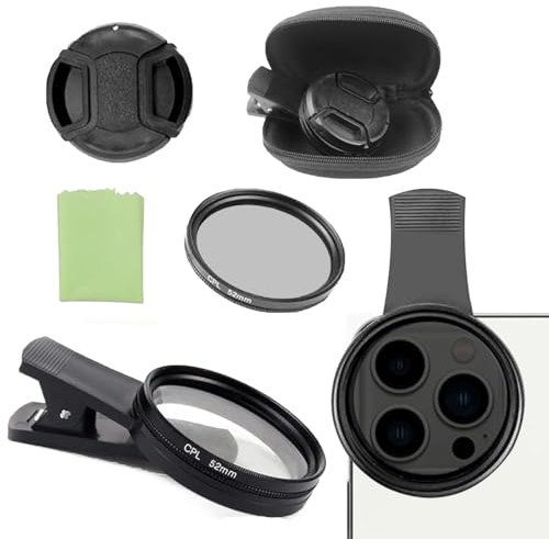 AONAYO Cpl Filter, 52 mm Polarisationsfilter, Aufsteckbar, ND Filter für iPhone, Samsung, Xiaomi, Android-Smartphones u.s.w.