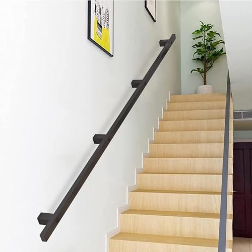 Schwarze Wandhalterung für Treppengeländer, 3 m, Sicherheits-Haltegriff für Innenbereich, Korridor, Villa, Dachboden, Terrassendielen, Treppengeländer, Stützstange, 3 m Länge