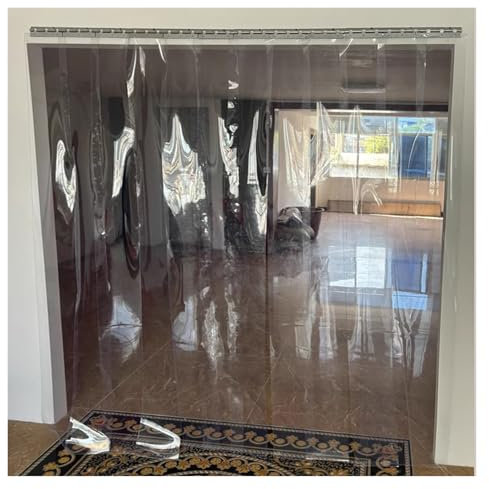 Wasserdichter PVC-Streifenvorhang – transparenter Vinyl-Rollladen-Tür, staubdicht, vertikale Jalousien für Lager und Reinräume (1,3 mm, 1,2 x 2,3 m)