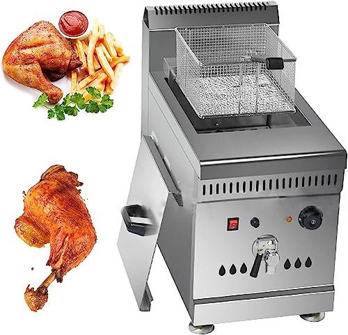 Panier de friteuse commerciale Fat Fryeuse commerciale au gaz propane, machine à frire de cuisine de comptoir en acier inoxydable, machine à frire de cuisine de restaurant avec panier pour p
