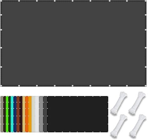 Tenda da Sole per Esterno a Caduta 4 x 6.5 m Protezione Raggi UV Facile da Installare Rete Ombreggiante con Corde e Occhiello per Giardino, Terrazza, Piscina e Esterni, Grigio Scuro