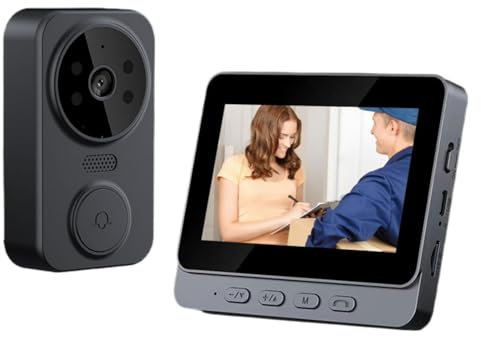 PGST Wireless Video Doorbell,4.3-inch IPS 1080P Monitor Screen Door Bell Camera with Two-Way Audio,Night Version,No WiFi Required,No APP,No Subscription Fee for Home,Villa,Apartment,Easy Installation