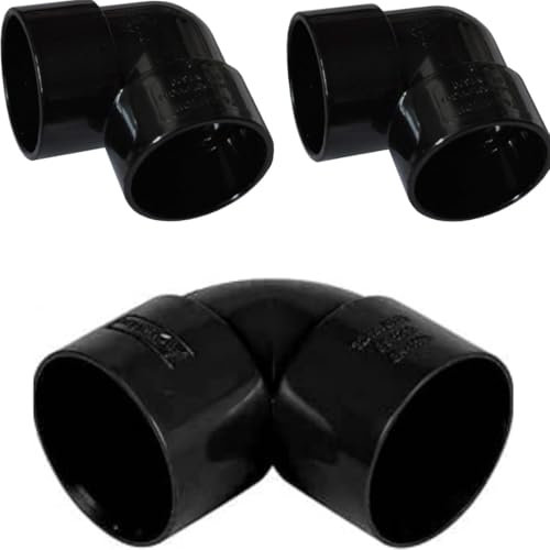 Solvent Black Waste Pipe 90-Degree Knuckle Bend Fitting, 50mm, Pack of 3