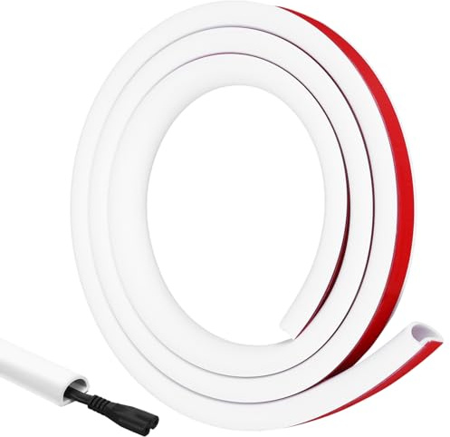 2M Kabelkanal Weiß Selbstklebend Kabel Verstecken Kanal Kabelschacht Weiss Weiß Kabelkanäle Kabelleiste Kabelabdeckung Wand Decke Flexibler Kabelkanal Flach Flexibel Unterputz für Haus Büro Lager