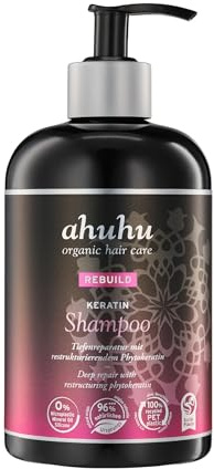 Ahuhu Rebuild Keratin Shampoo XXL (500ml) | Shampoo für strapaziertes Haar, intensive Haarpflege mit Phytokeratin, reduziert Frizz & Haarbruch