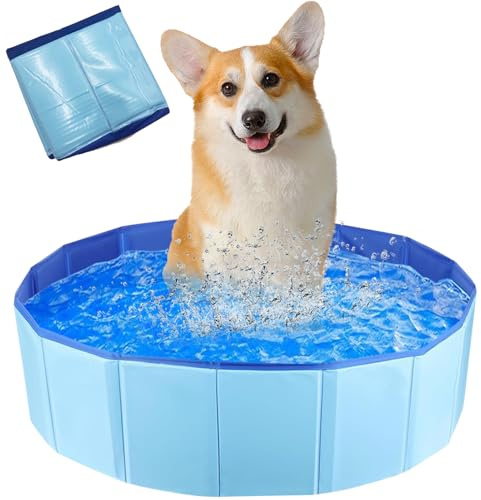 Faltbarer Hundepool,Hundepool Schwimmbad für Hunde | Hunde Planschbecken,Schwimmbecken für Katzen,rutschfeste und Verdickt PVC,Tragbare,für Kleine Hunde Katze,60x20cm