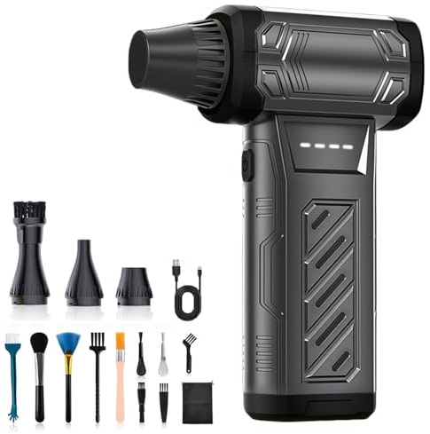 Soffiatore Aria Compressa -130000RPM,3 Velocità Aria Compressa Elettrico Air Duster,Elettrico Rimuovi Polvere Aria Compressa Senza Fili con Batteria da 8000 mAh,Air Duster per Tastiera,Auto,Esterno