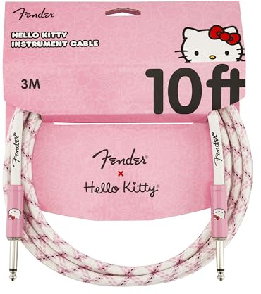 Fender x Hello Kitty White/Pink Woven Cable, 10'