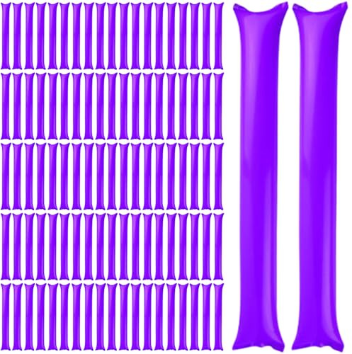 Thunder Sticks 100 Pcs Boom Stick Inflatable Spirit Sticks Cheerleading Plastic Boom Stick Noise Makers for Sporting Events Dance Basketball Football Purple Thunder