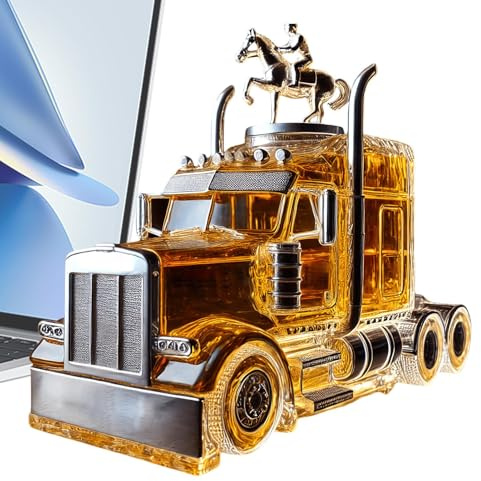 Whisky Karaffe | Oldtimer LKW Design Bourbon Auslauf | 375ml Dekanter mit Interessantem Stöpsel für Spirituosen Bier Sekt Hausbar Feiern Hochzeiten Geburtstagsevents