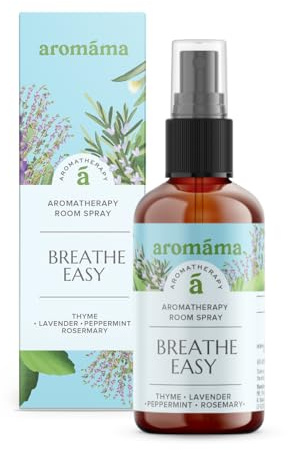 aromáma Breathe Easy Aromaterapi Room Spray, naturlig rumsspray med lavendel, pepparmynta, eukalyptus och timjan, uppfriskande doft för hem, badrum, kontor och bil, 100 ml