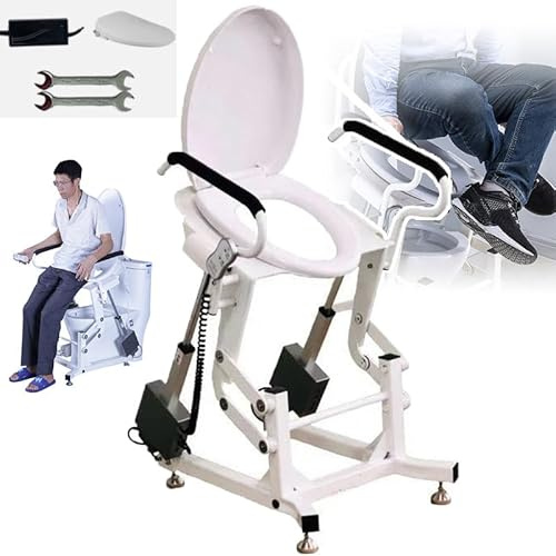 Sollevatore elettrico per sedile WC con sedile diviso a 180° e doppi braccioli, macchina di trasferimento per sollevamento paziente, funzione di riscaldamento del sedile, supporta fino a 200 kg