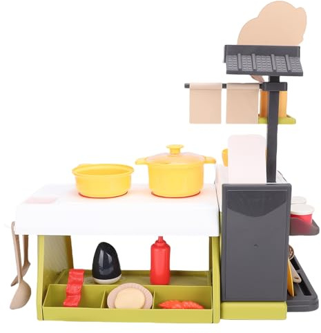 Keenso Kinderküchen-Spielset, Farbwechselndes Kochspielzeug mit Registrierkasse, Fesselnder Spaß für Kleinkinder Im Alter von 3–6 Jahren