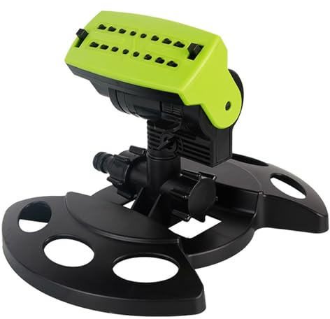 FACAIIO Aspersor oscilante de jardín con 16 agujeros para pulverización de agua de 360°, boquilla de riego ajustable para plantas, macizos de flores, tierras de cultivo, para manguera estándar de 3 4