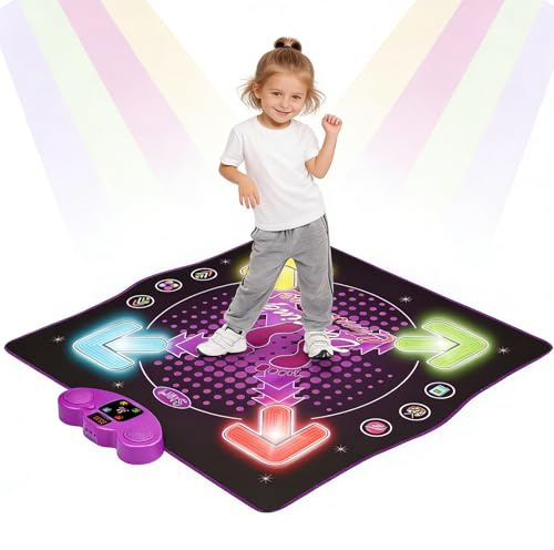 VIHBRAI Tanzmatte mit Bluetooth & Beleuchtung, 4 Spielmodi – Interaktive Musikmatte für Kinder mit Rutschfestem Design, Geschenk für Mädchen & Jungen ab 4 Jahren