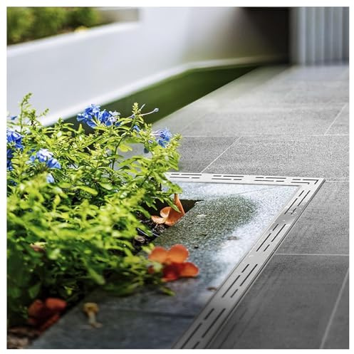 JUCCJUXIN Canaletta Scolo Acqua Piovana Canale di Scarico Stretto in Acciaio Inossidabile 304, Filtri Lineari for Grondaie Terrazza da Giardino Fattoria Griglia Rimovibile(H8*W7CM/H3.15*W2.75IN)