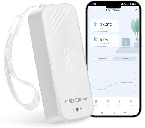 GEEVON-LINK 1PC WiFi Thermometer Hygrometer, Smart Humidity Temperature Sensor with App Notification Alert, Free Data Storage Export, Wireless Remote Monitor for Room Greenhouse Incubator Wine Cellar