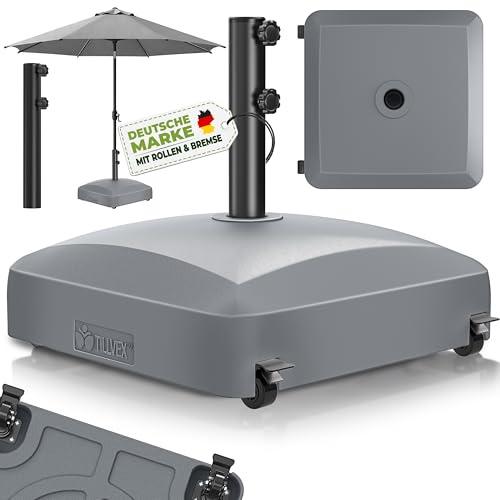 tillvex® Sonnenschirmständer PAVERA mit Rollen & Bremsen für Ø 1,8-3,7 m