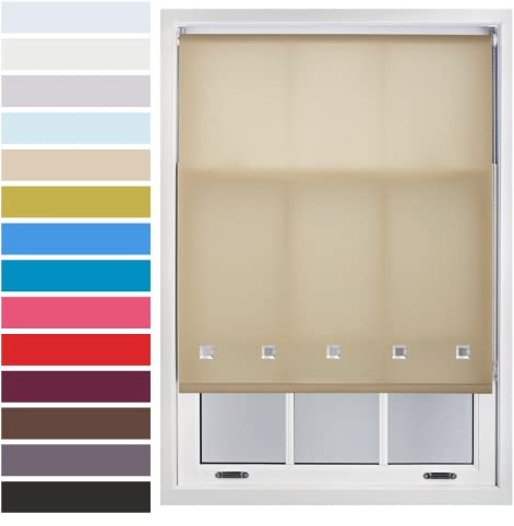 FURNISHED Roller Blinds for Windows with Square Eyelets, Made to Measure & Metal Fittings - Cappuccino 150W x 165H cm