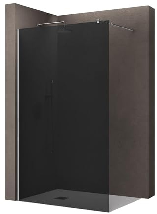 doporro Luxus Duschwand für Dusche Duschabtrennung Walk-In Dusche 8mm ESG-Sicherheitsglas vollgrau inkl. Nanobeschichtung Bremen01VG