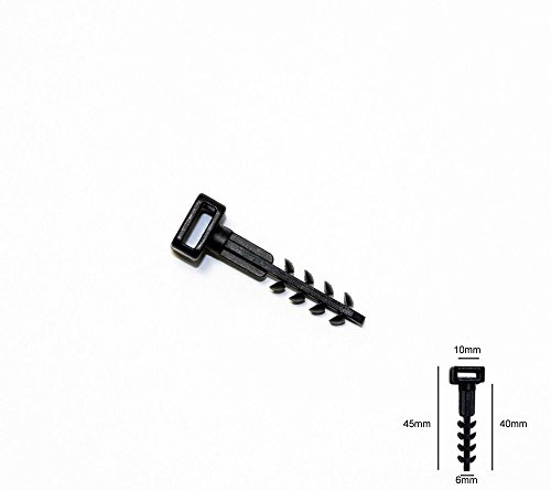 Dübelstecknagel für Kabelbinder schwarz 100 Stück 6x40mm weiß Montagedübel Steckdübel