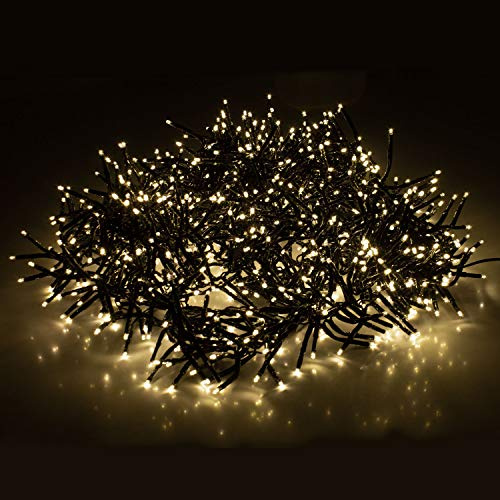 Cluster Lichterkette 1152 LEDs 8,4m 840cm Warmweiß mit 8 Lichteffekten Innen und Außen Beleuchtung Deko Weihnachten