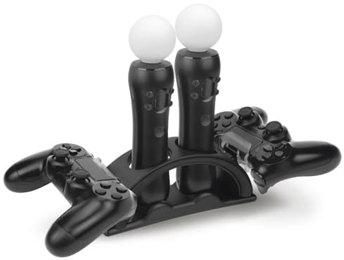 Hama 4-Fach Ladestation für PlayStation 4 Controller und PS4 Move Motion (Vier PS4 Controller gleichzeitig Laden, Aufladestation für Wireless Controller, PS4 Charger Station mit Ladekabel 1m)