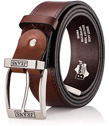 BeComfy Ceinture en cuir pour hommes en 100% cuir véritable | 38 mm de large | jeans ceinture hommes - Marron Noir (115 cm taille - 133 cm de longueur totale, PJ02 Marron)