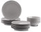 Amazon Basics 18-Piece Stoneware Dinnerware Set - Smokey Grey, Service for 6