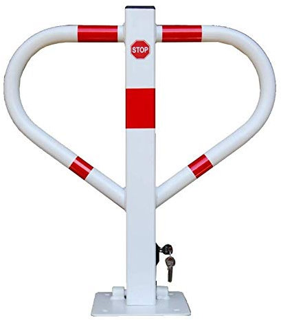 All4You Solide Parksicherung Weiß mit Schlüssel Absperrung Parksperre Parkplatzbügel Parkplatzsperre