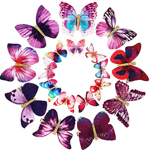 Boao 18 Stücke Schmetterling Haarspangen Glitter Haarspangen Schmetterling Schnappen Haarspangen für Damen Frauen Haarschmuck (Eleganter Stil)