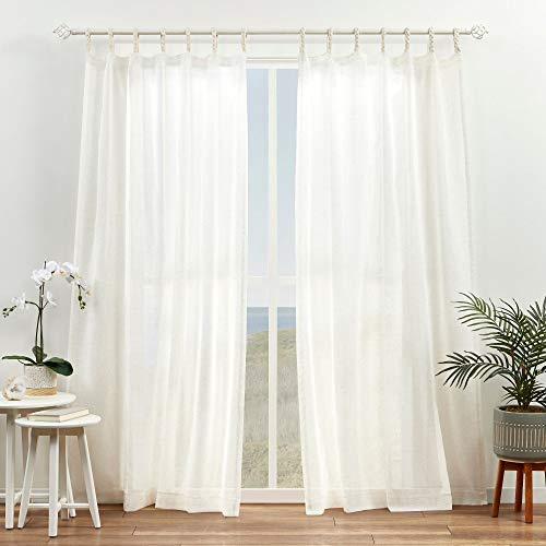 Exclusive Home Duncan Sheer Braided Tab Top Curtain Panels, 54x96, Natural, Set of 2