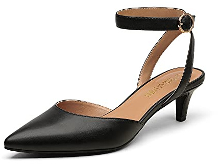 DREAM PAIRS Kitten Heels for Women Low Heel Dress Shoes Wedding Dress Closed Toe Pump Shoes Luna,Size 8.5,Black,DPU215