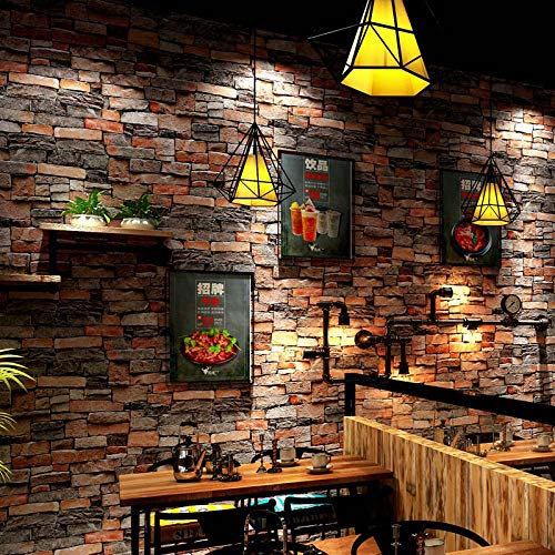 FOOSKOOBZ Papiers Peints Wallpaper Papier Peint Auto-adhésif Vintage Pierre de Brique en Pierre Vinyle Mur-Vinyle 3D Restaurant décor de Cuisine Autocollant Mural (10mx45cm)