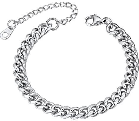 ChainsHouse Cuban Link Chain Bracelet for Mens Women Stainless Steel Gold Bracelets Motorcycle Curb Chains 6mm 16cm