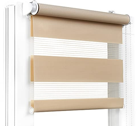 Fenster DEKOR - Rollos für Fenster Kaffee mit Milch - Klemmfix Rollo ohne Bohren B130 x H150 cm - Doppelrollo mit Einer Breiten Auswahl an Größen und Farben - Blickdichte Rollos, einfach zu montieren