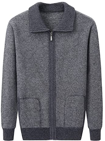 Cachemira pura hombres gruesa cremallera chaqueta chaqueta de punto ordenador cuello vuelto suéter casual talla grande 6XL b 6XL