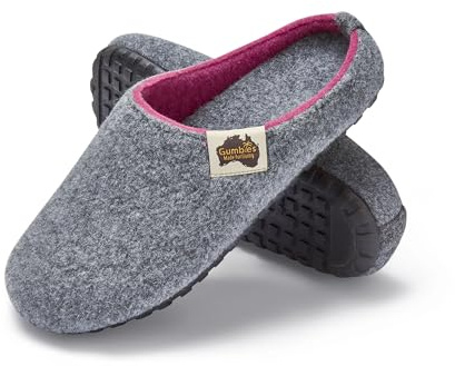 Gumbies Hausschuhe aus recycelten Materialien - rutschfeste & stabile Sohle, herausnehmbare Einlegesohle, wärmehaltend, für drinnen & draußen geeignet - Grey Pink, 38