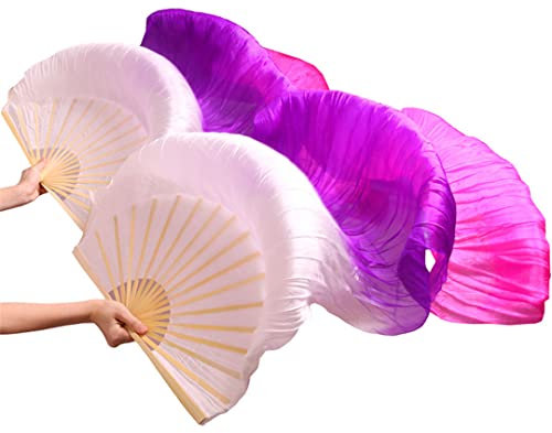 Stage Performance Bauchtanz-Fans, 100 % echte Kunstseide, abgestuft, Farbtanz, Zubehör, Bauchtanz, 180 x 9 cm, Seidenschleier, Fans, Figure-12, 150-Imitat