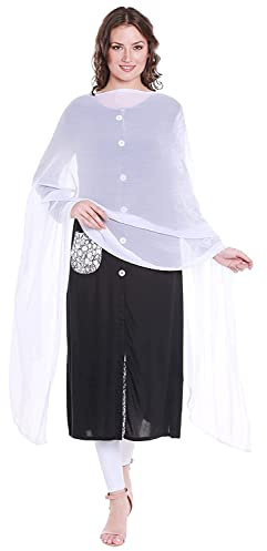 Petrichor Damen Chiffon-Schal, einfarbig, einfarbig, Länge: 2,1 m, Breite: 76,2 cm, Weiss/opulenter Garten, 2.1 meter