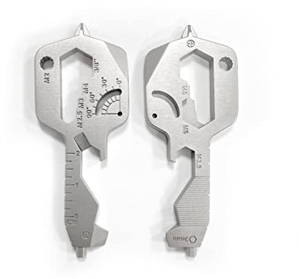 Multitool Anhänger 20 in 1 Key Tool Camping Wandern Flaschenöffner Schraubendreher Lineal Schraubenschlüssel Mehrzweck Geschenk Männer Geburtstag Geburt Männertag Schlüsselbund, Silber, 75x30x5