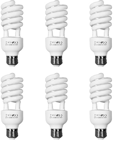 BOLLUMA 6 x 45W Ampoule CFL 5500K Studio Photo Ampoule Softbox Parapluie E27 Ampoule Lumière du Jour Vidéo FluoCompacte 220V Photographie Lampe à Economie d'Energie pour Eclairage Quotidienne