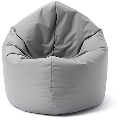 Lumaland Sittsäck, sittsäck rund 120 x 80 x 75 cm, 2-i-1 för inomhus- och utomhusbruk, med 300 l fyllning, vattentät och robust [Silvergrå) (LL-20947-018)