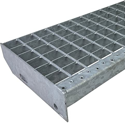 Gitterrost-Stufe Verzinkt & Weiß Pulverbeschichtet 800 x 240 mm Maschenweite 30 mm nach DIN 24531 und Rutschfestigkeit R11 Wetterfest