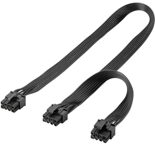 goobay PCIe Netzteil Kabel 8 Pin auf Dual 6+2 Pin (8 Pin) für Grafikkarten, Y-Adapter für ATX Netzteil, 63 cm + 23 cm, nicht für CPU/EPS geeignet, schwarz 59714